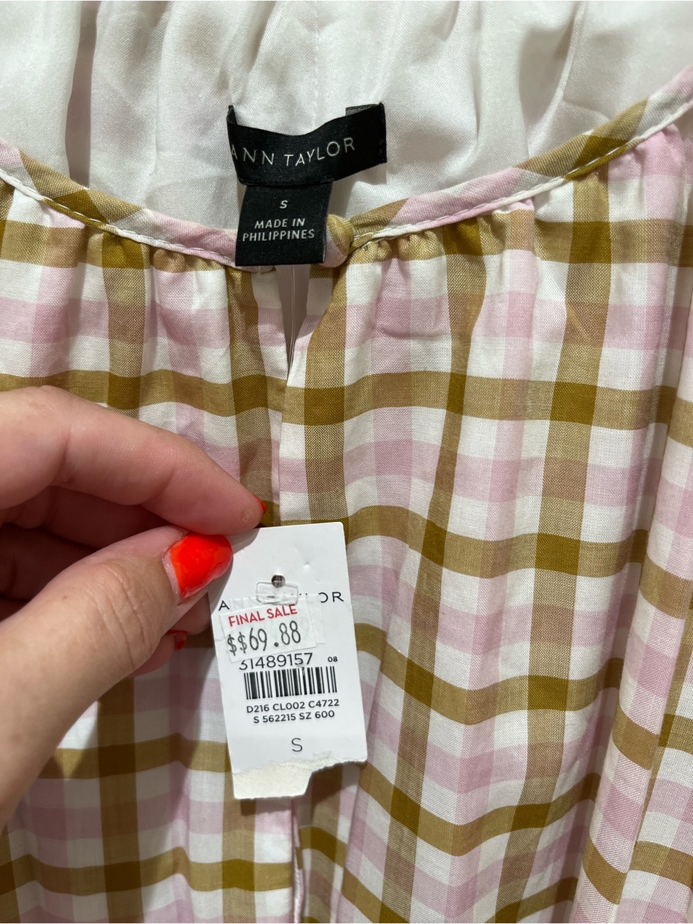 NWT Ann Taylor Pink and Tan Gingham Halter Dress Size Small - Picture 10 of 10